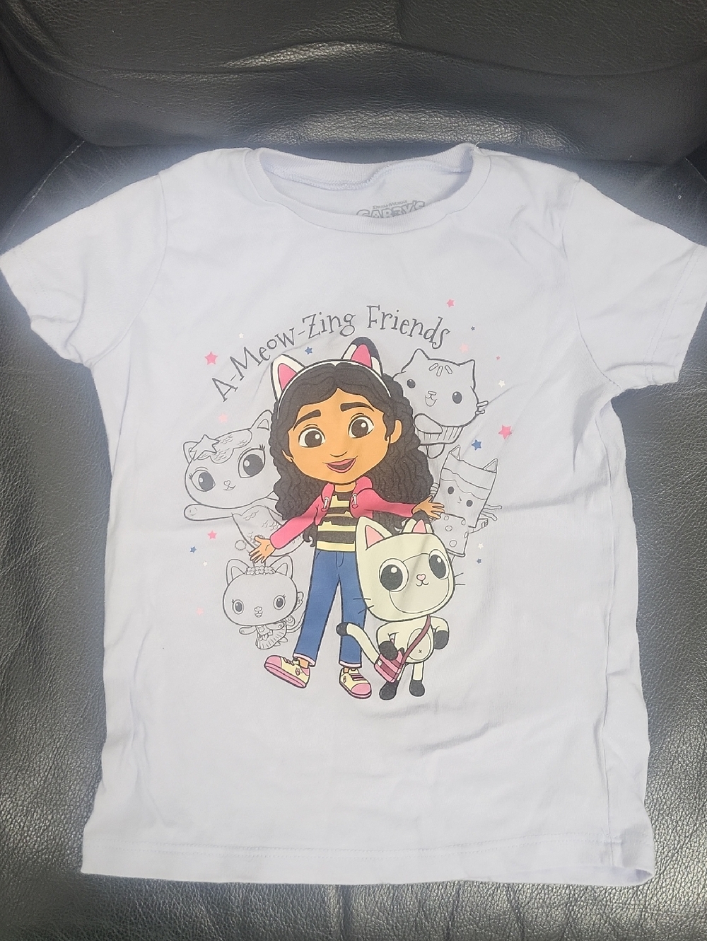 Purple Kids' Graphic Tee with Girl & Cats "A Meow-Zing Friends"